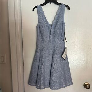 City Studio Lace Mini Dress in Light Blue
